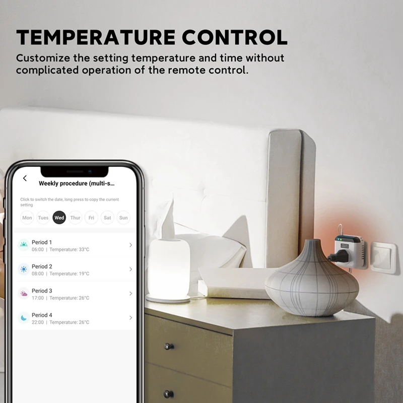 Imagem -03 - Wifi Inteligente Soquete Termostático Controlador de Temperatura Programável para Smartlife Alexa Google Assistente Plug ue Ac100240v pc