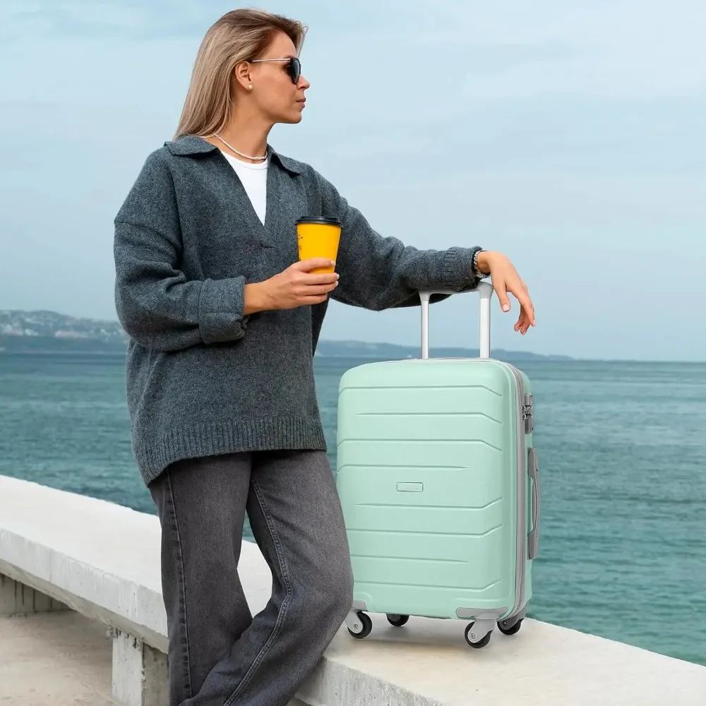 Women's 3-Piece Hard Shell Spinner Luggage Set - 20 Inch Airline Approved Carry-On Suitcase, 22x14x9 Inches with Large Capacity