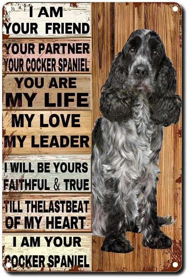 Tin Sign Cocker Spaniel i am Your Friend Your Partner You are My Life Dog Wall Art Wall Art Decor Metal Sign 8x12inch sign