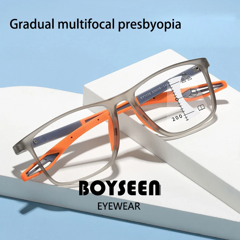 BOYSEEN New dual-purpose presbyopia glasses with ultra light TR90 sport, high-defin focusition progressive multi focus
