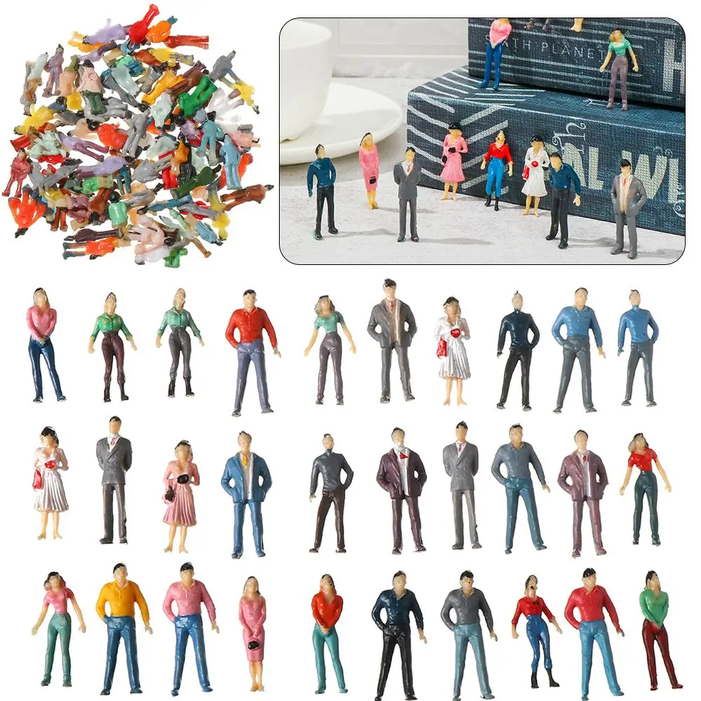 100pcs Model Building People Figures Passengers Train Scenery 1:300/1:200/1:100/1:150/1:75 Scale Standing People Assorted Poses