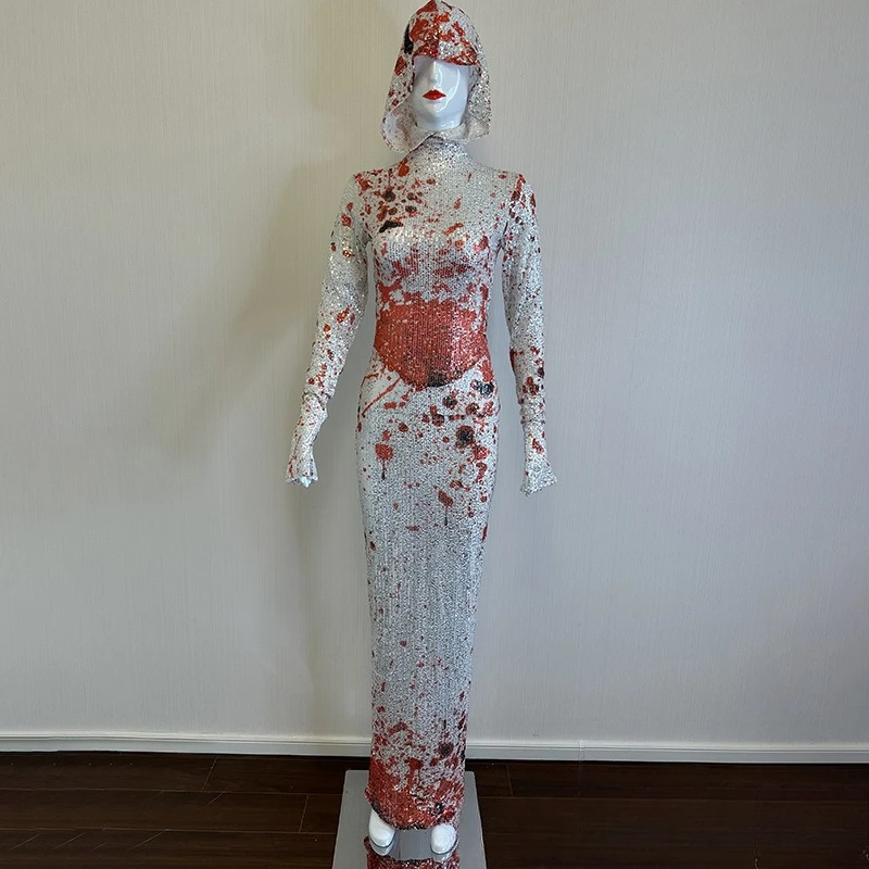 Robe à capuche pour femmes, protection solaire, respirante, mode fête, personnalité, acrobatie, Troupe, chanson, robes de soirée, automne