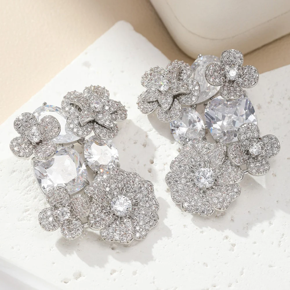 Missvikki الحلو رومانسية لطيف واضح الزهور أقراط للنساء حفل زفاف تشيكوسلوفاكيا لطيف الزفاف القرط بوكل دي oreille 2026