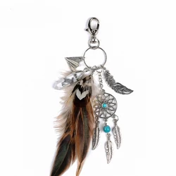 European and American Bohemian Keychain Dream Catcher Feather Opal Alloy Car Keychain Pendant