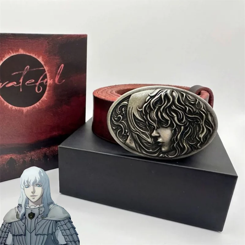 Anime Berserk Griffith ‌   Ceinture de cosplay Eclipse unisexe en cuir avec boucle métallique embossée, accessoire gothique quotidien
