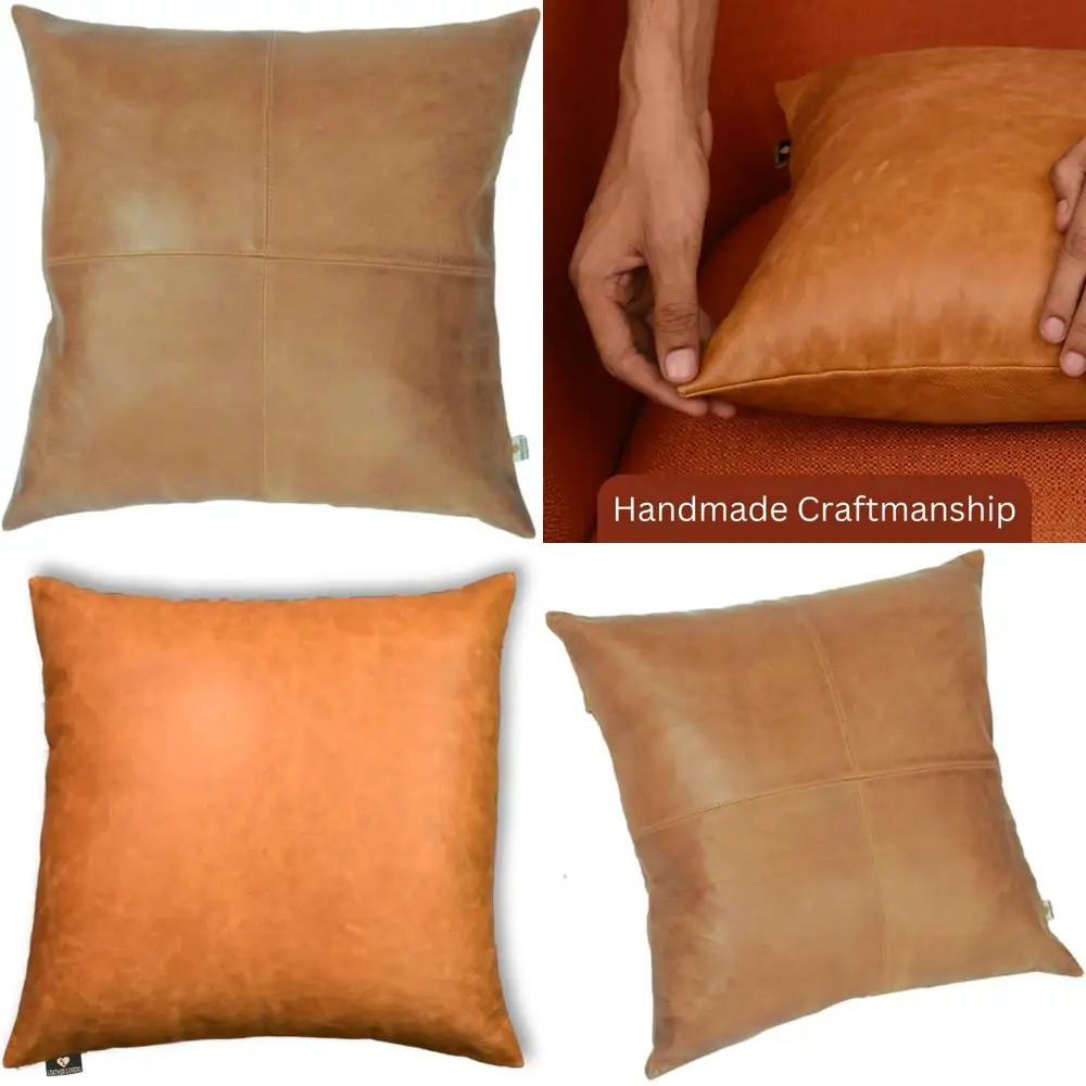 

LL LEATHER LOVERS Lambskin Leather Pillow Cover - Sofa Cushion Case - Decorative Throw Covers for Living Room & Bedroom, 18x18 I