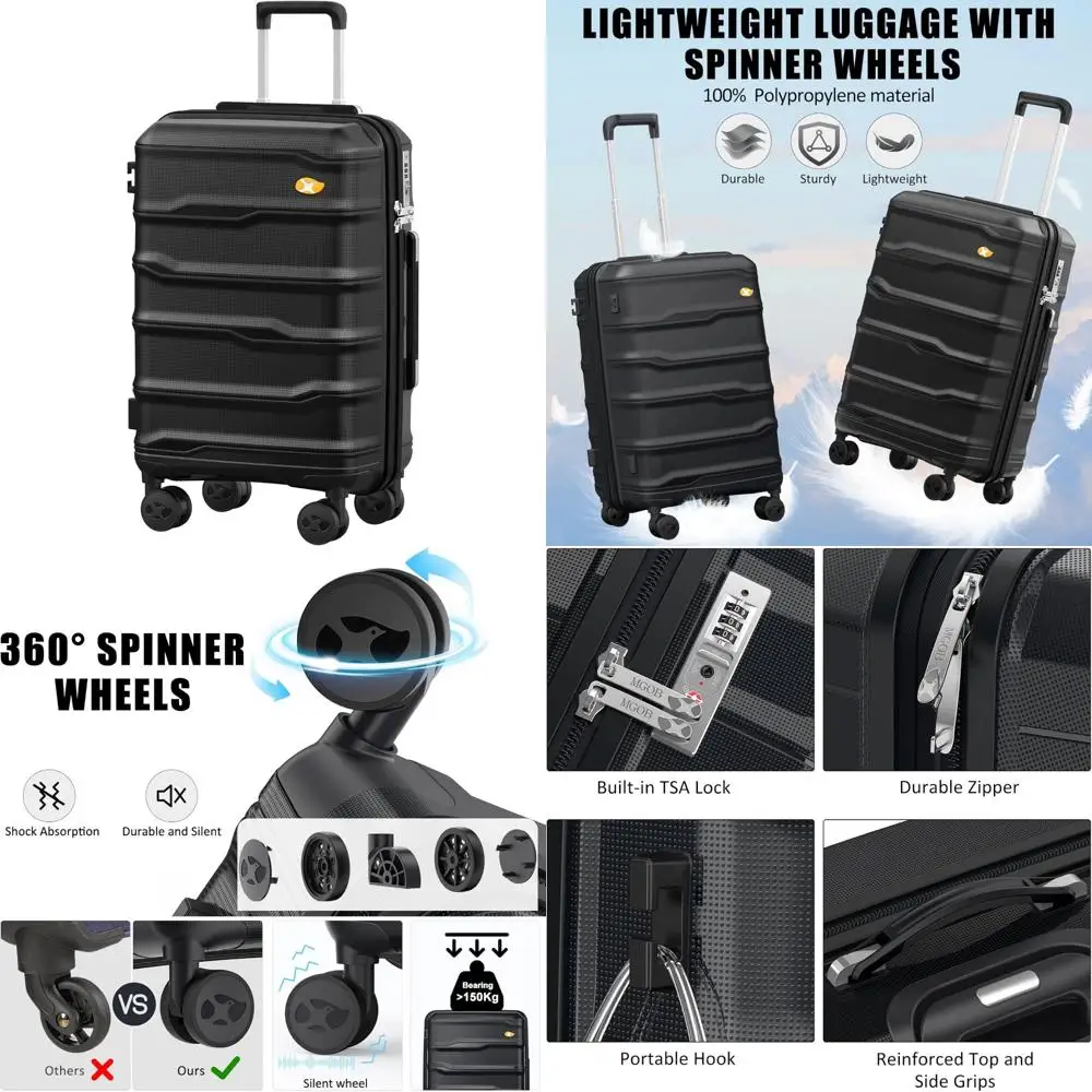 

Ultra Lightweight 20 Inch Hardshell Spinner Suitcase with TSA Lock, Airline Approved, Fits Under Seat, 8 Wheels for Smooth Trave