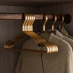 5pcs Matte Gold Hangers for Clothes Pants Storage Hanging Durable Coat Dress Hangers Closet Storage Organizer Space Saver Racks