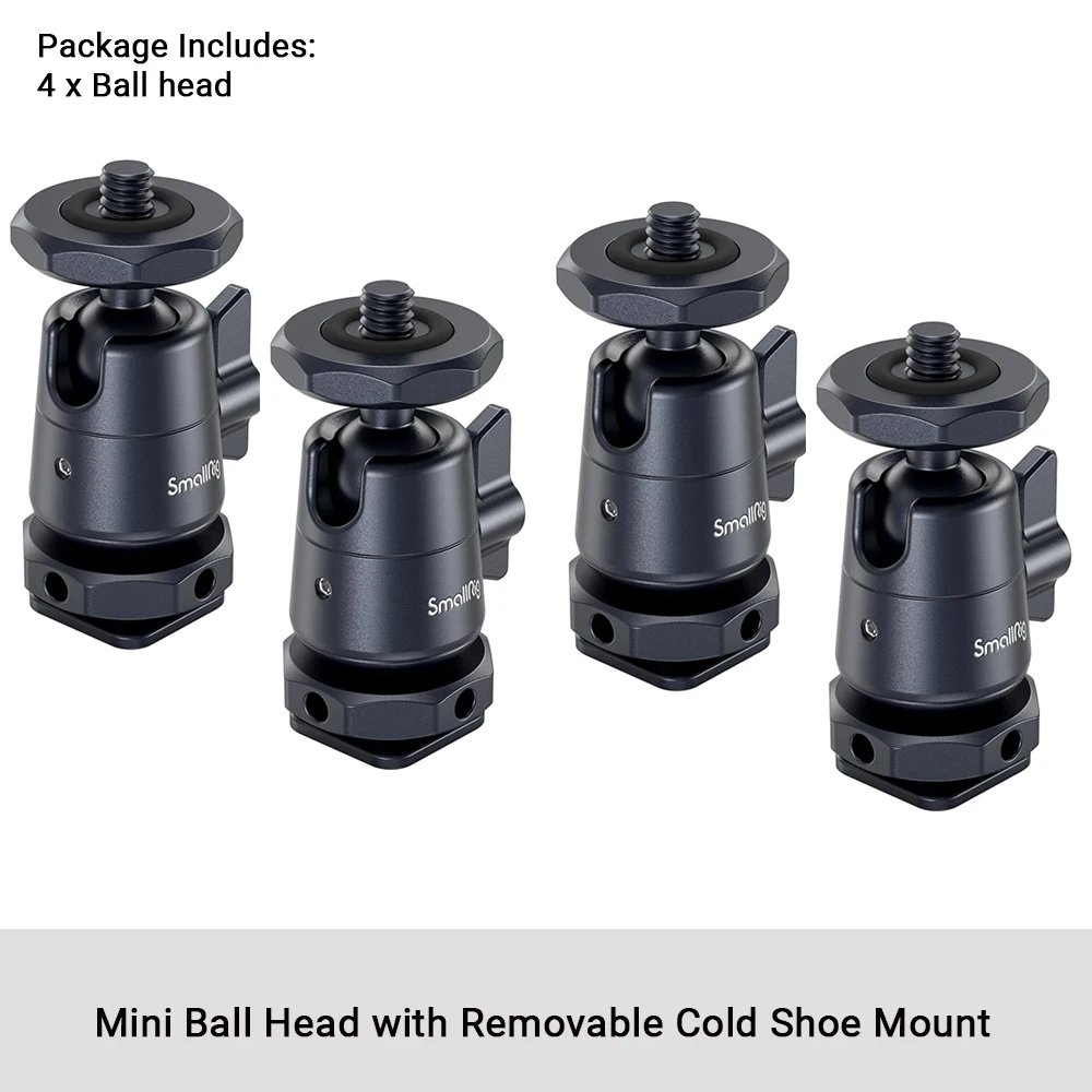 SmallRig Mini-balhoofd met verwijderbare Cold Shoe Mount 360 ° Panning-balhoofd voor camera/microfoon/monitor/LED-videolamp 2948