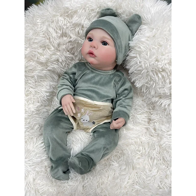 18inch Reborn Meadow Silicone Baby Doll Hand Detail Painted 3D Skin with Visible Veins Handmade Real Looking Baby Dolls Girl Toy