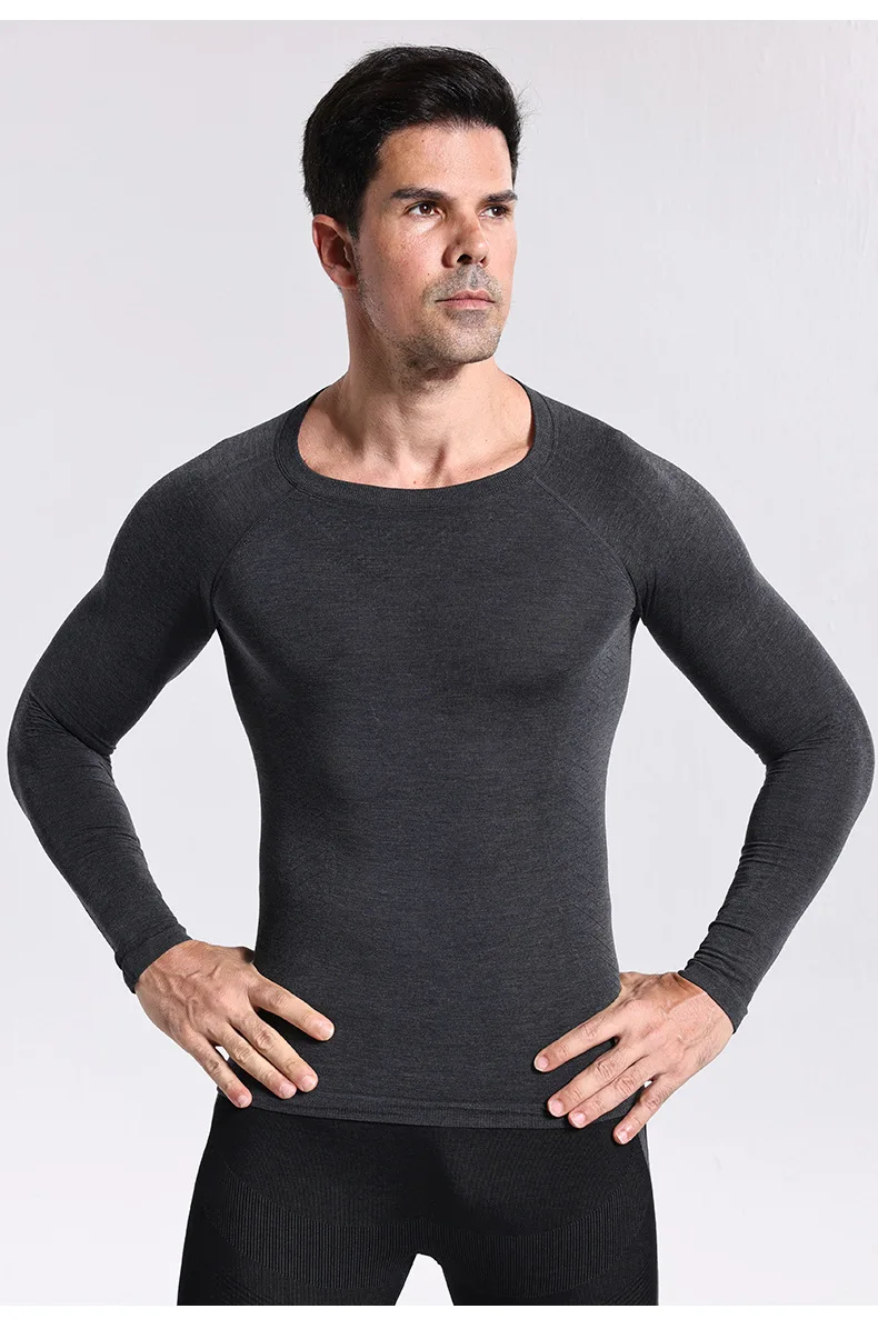 

Шерстяная теплая и быстросохнущая одежда для осени и зимы, мужское термобелье с длинными рукавами для альпинизма и катания на лыжах.