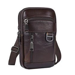 Men Stylish Crossbody Bag Waterproof Leather Retro Fanny Pack Lightweight Fashion Sling Bag Male Travel Outdoor Bag