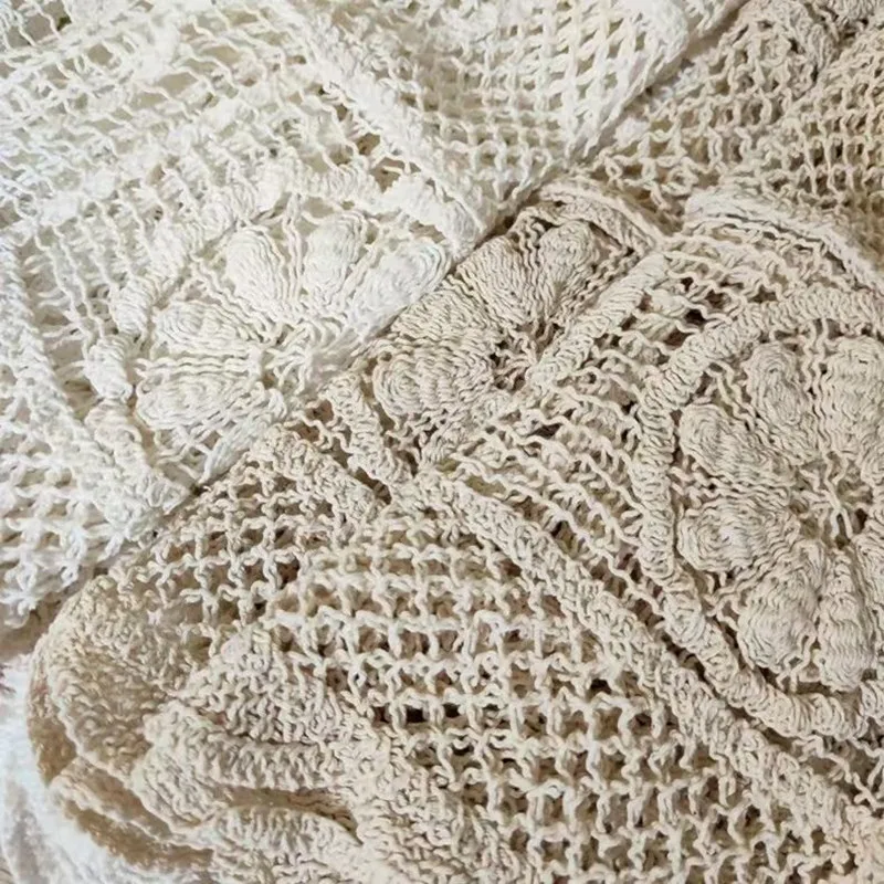 النسخة الكورية من الصناعة الثقيلة اللطيفة الرجعية الكروشيه تصميم جوفاء تنورة محبوكة مرنة تنورة على شكل حرف A #2