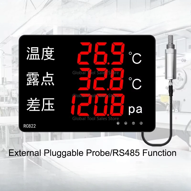 Digital Dew Point Meter Sensor Probe Alarm Temperature Humidity Gauge Differential Pressure Display Air Temper Humidity Measure