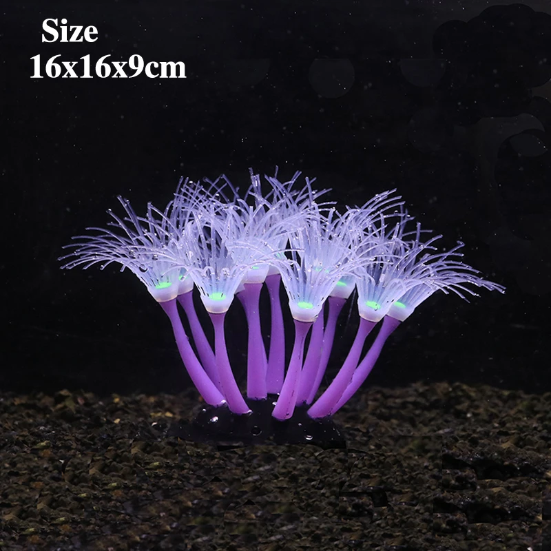 Simulation Silicone Sun Flower Coral Fluorescence Effect Fish Tank Landscape Aquarium Underwater World Decorations Ornaments