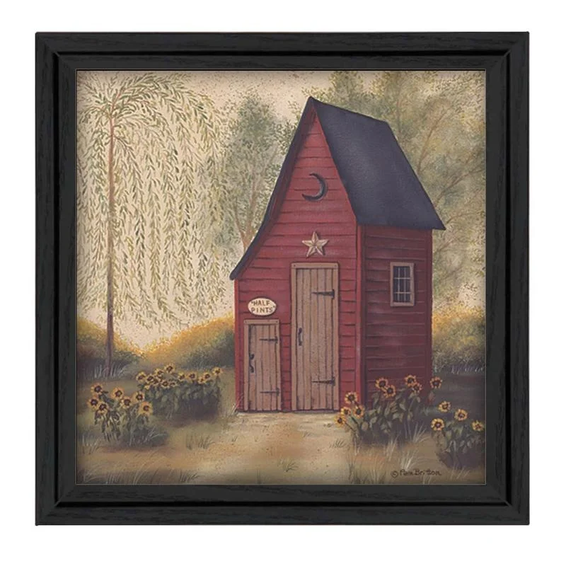 

Folk Art Outhouse Wall Art, Printed Poster, Black Frame, Ready to Hang