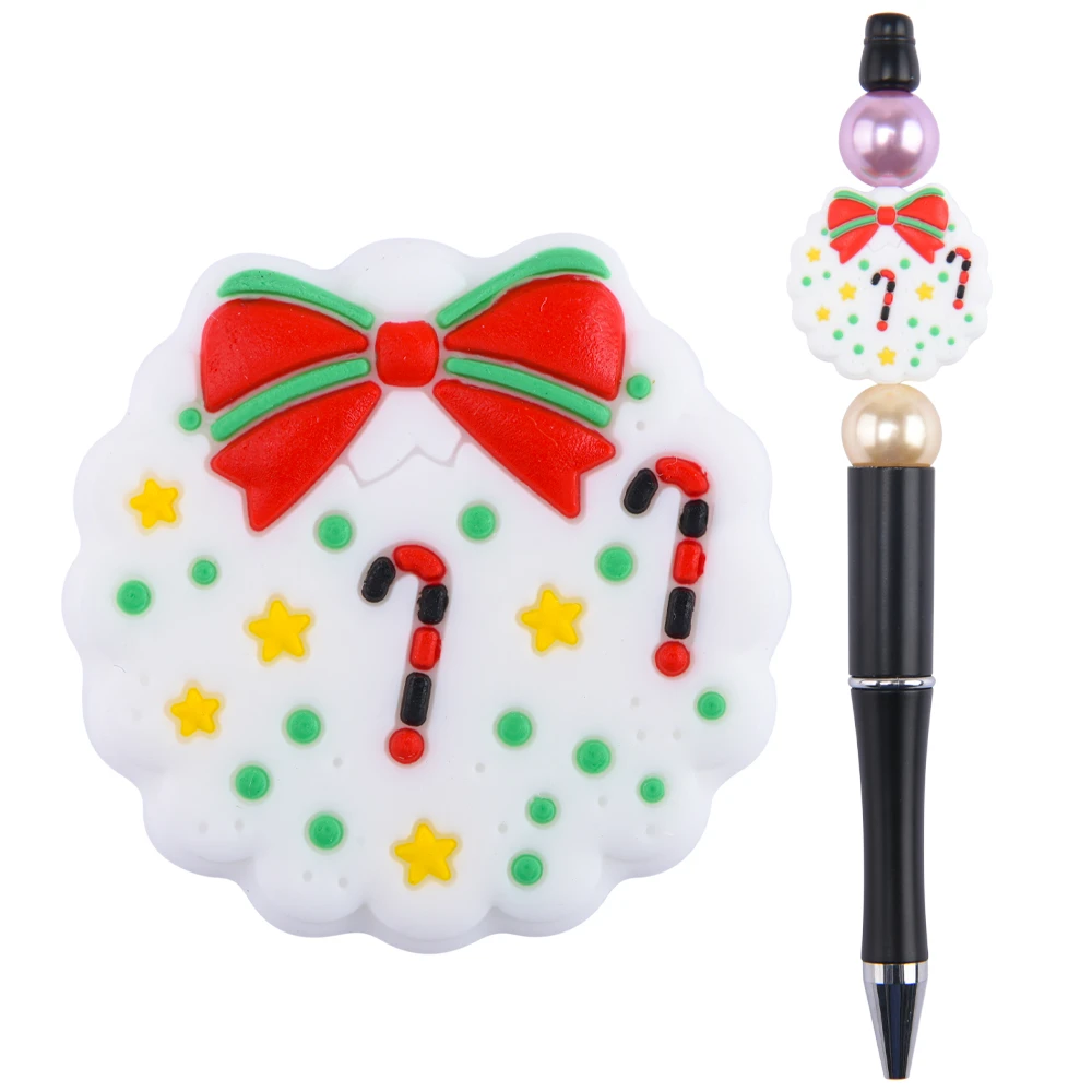 1pcs Cartoon Rabbit Beads Of Pens Lovely Flower  DIY Focal Beads X-mas Santa Beadable Beads Kids Christmas Gifts