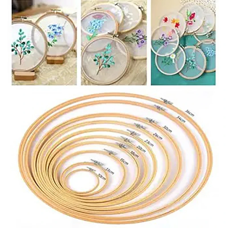 9 Styles Bamboo Frame Embroidery Hoop Ring DIY Embroidery Painting Cross Stitch Kit Round Bamboo Frame Sewing Tools Home Decor