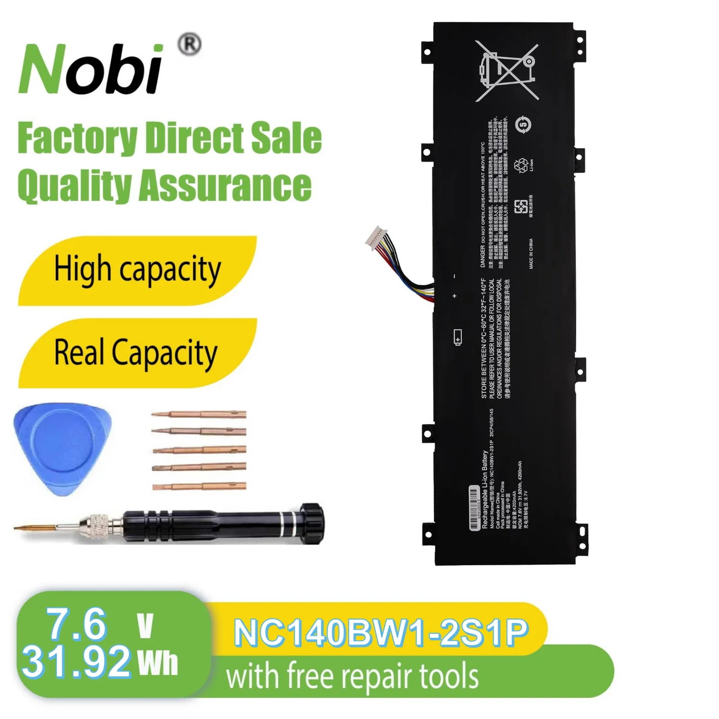 

Nobi NC140BW1-2S1P 0813002 2ICP4/58/145 battery for Lenovo IdeaPad 100S-14IBR 14" Series （31.92Wh-7.6V)