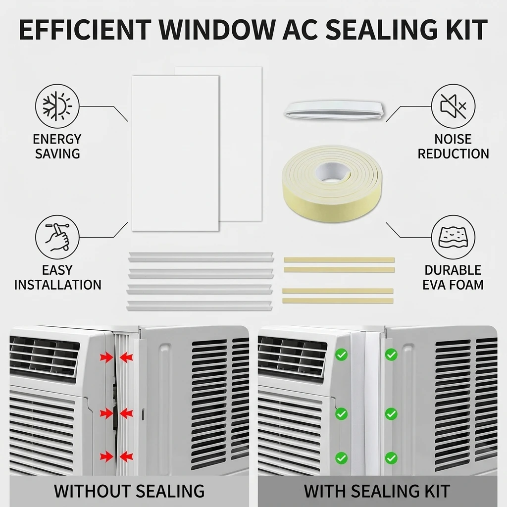 Paneles de Aislamiento Eficientes para Ventanas, Kit de Sellado de Espuma EVA para Hogar y Oficina, Ahorro de Energía, Aislamiento Acústico, Almohadillas Aislantes Duraderas