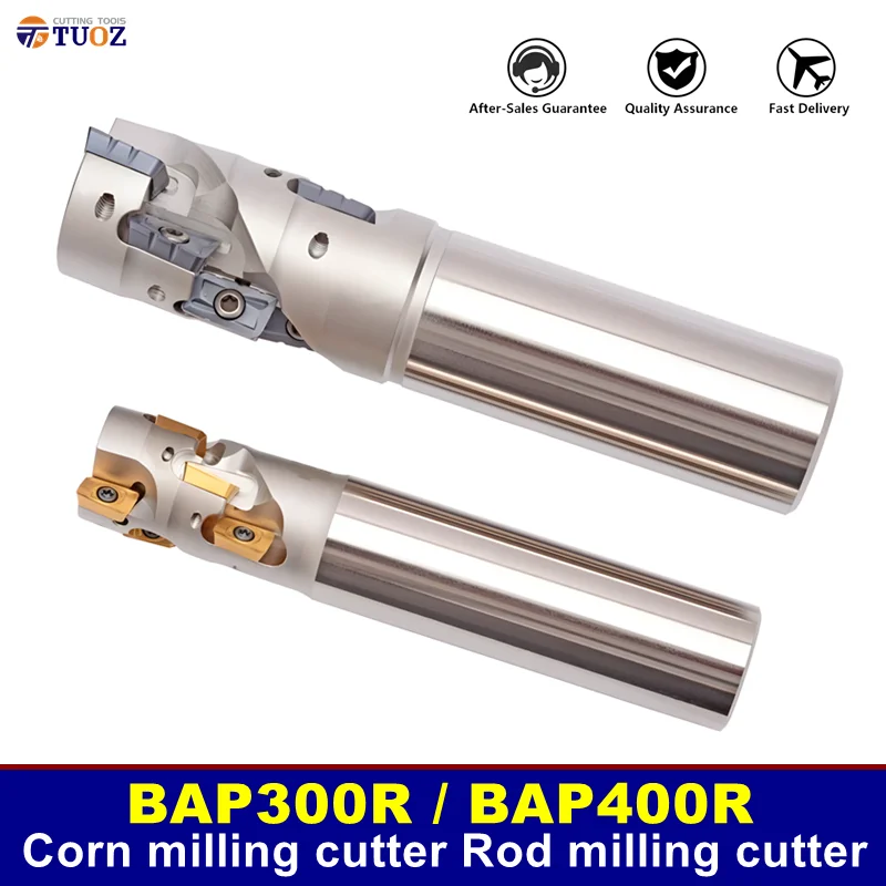 

TUOZ CNC Corn milling cutter Rod BAP300R BAP400R Spiral end mill shank and cutter head install APMT1135 APMT1604 milling insert