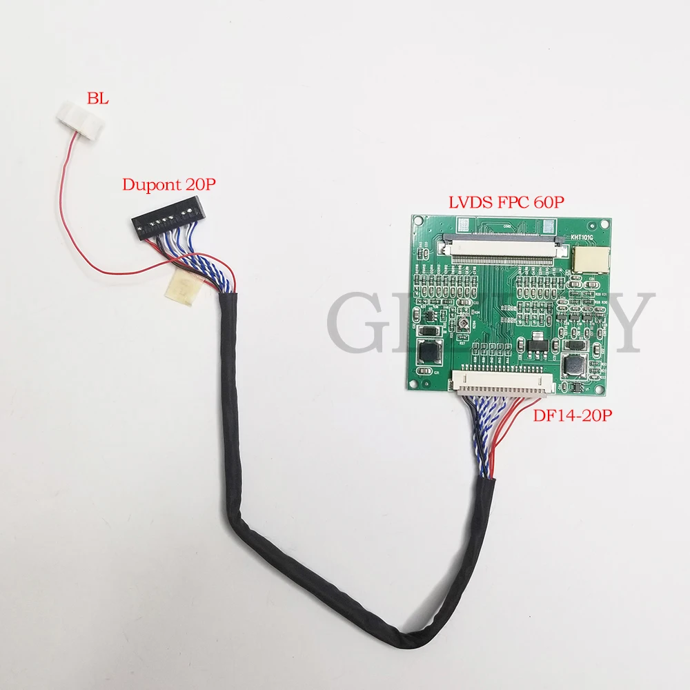 محول ل CPT CLAA101NC01CW CLAA101WK05 XN 10.1 "LCD FPC 60PIN إلى LVDS DF14-20P لوح مهايئ TCON مجلس مع سائق الإضاءة الخلفية