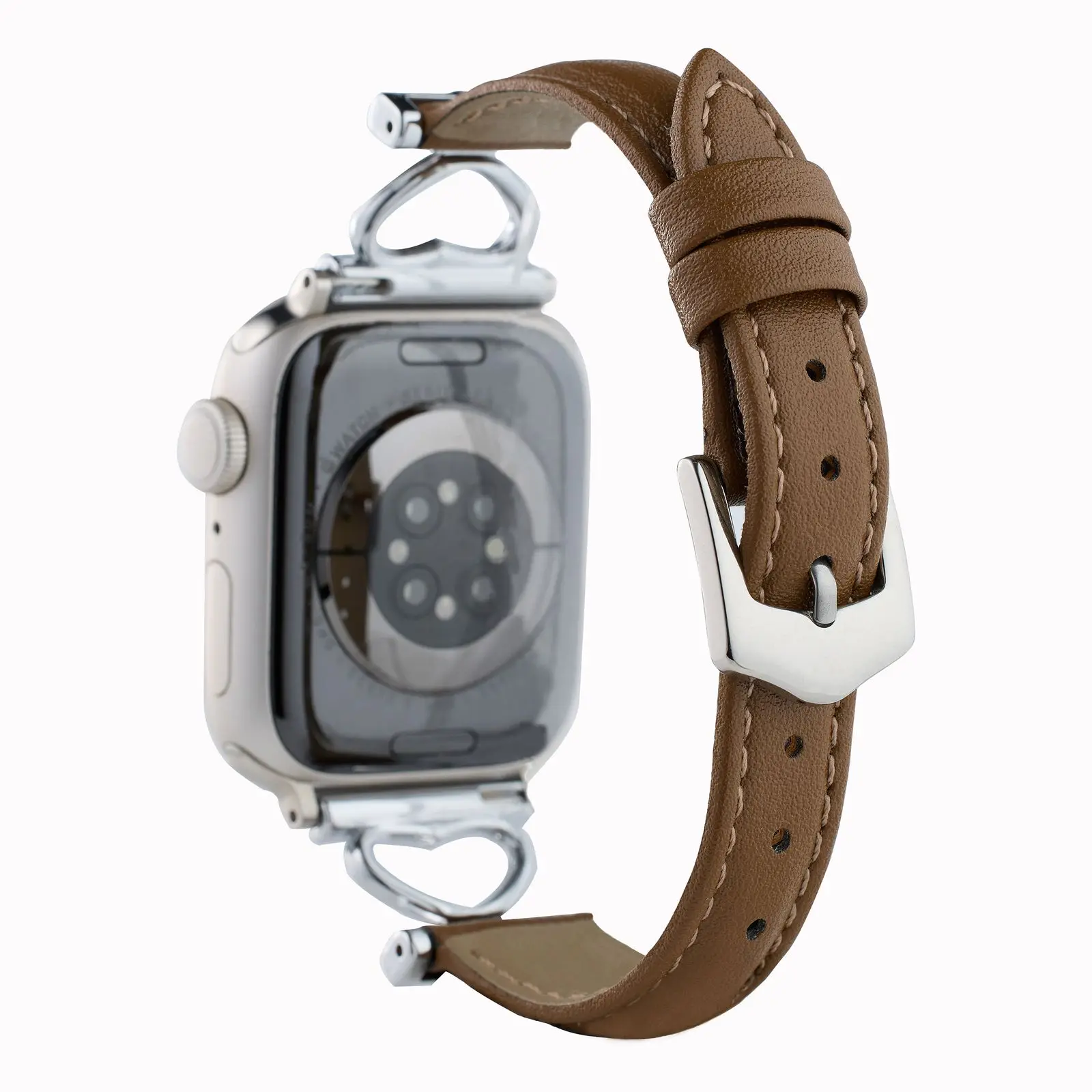 Slanke lederen link voor Apple Watch band vrouwen Serie Ultra 11/10/9/8/7/6/5/4/3/2/1 38mm 40mm 41mm 42mm 44mm 45mm 46mm 49mm Band