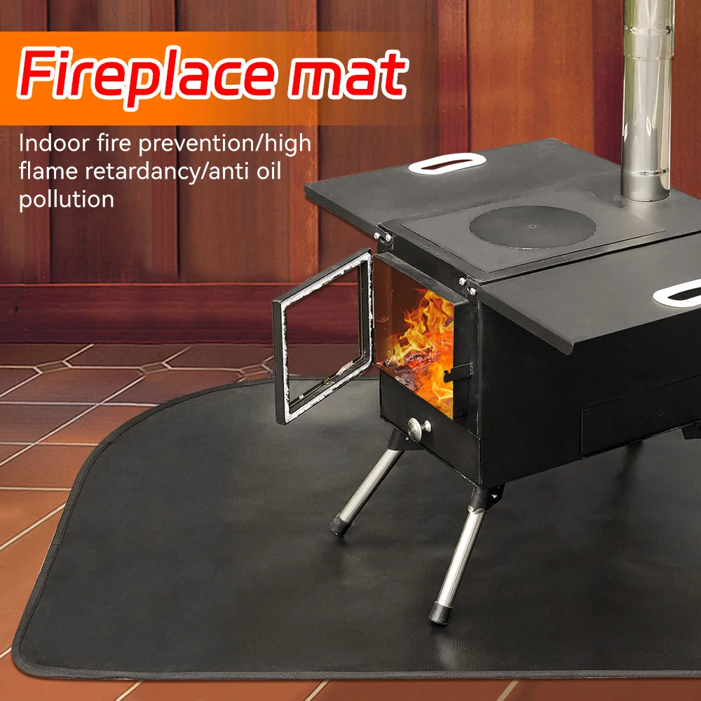 Kamin-Unterlage aus Fiberglas, Rutschfest, Hitzebeständig, Feuerfester Teppich für Holzöfen, Bodenschutz für den Innenbereich
