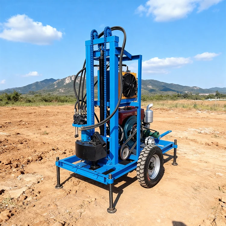 محرك كهربائي محمول 100 متر محرك ديزل صغير جهاز حفر آبار المياه الهيدروليكي الصغير لتعدين آبار المياه