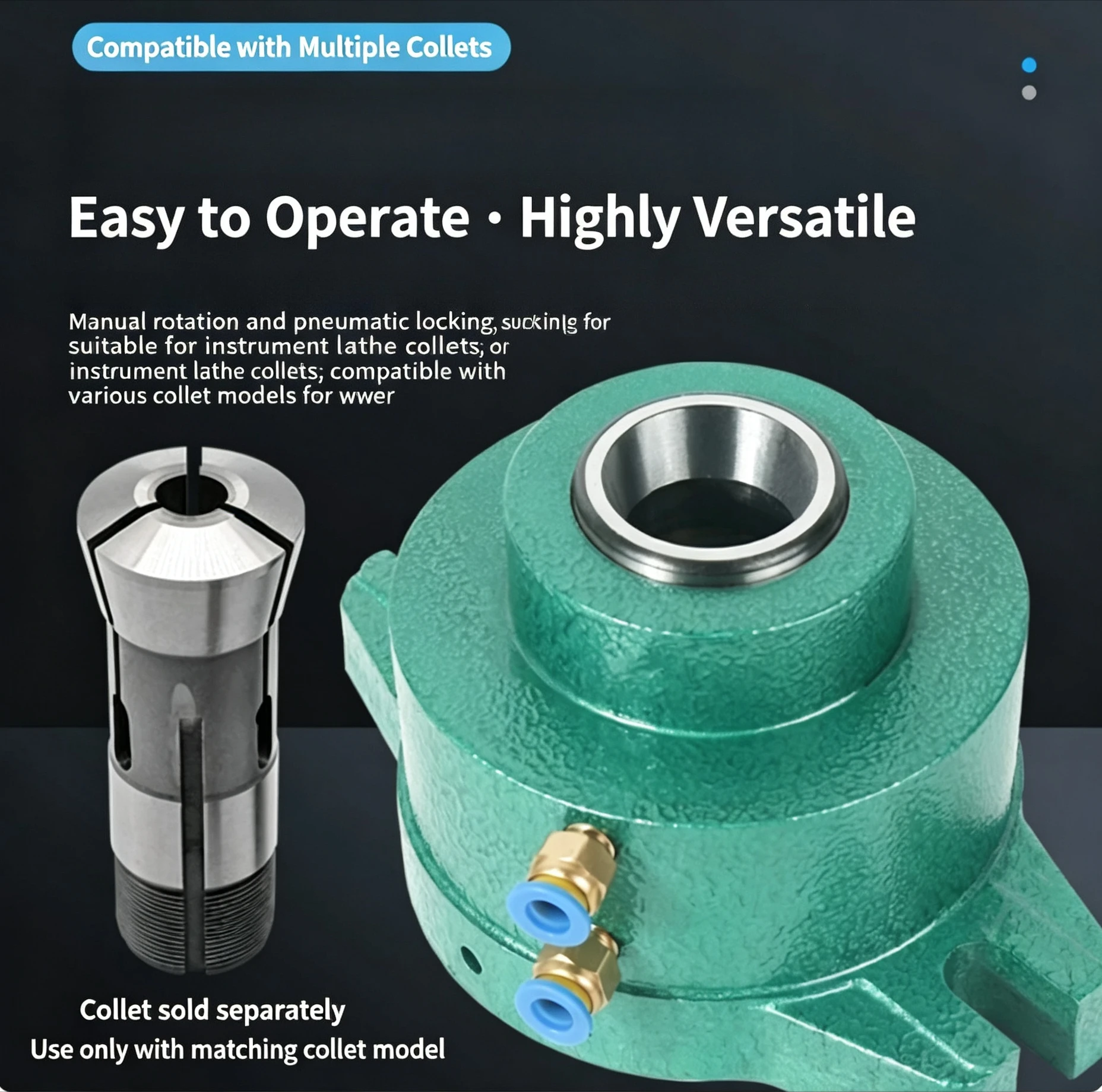 15‑32 Type Horizontal Vertical Indexing Pneumatic Collet Chuck Seat Automatic Fixture For Instrument Lathe Clamping Operation