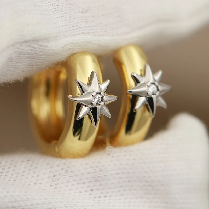 New Sight Design Crystal Star Stud Earrings for Women Fashion Brand Jewelry Zirconia Simple Earrings
