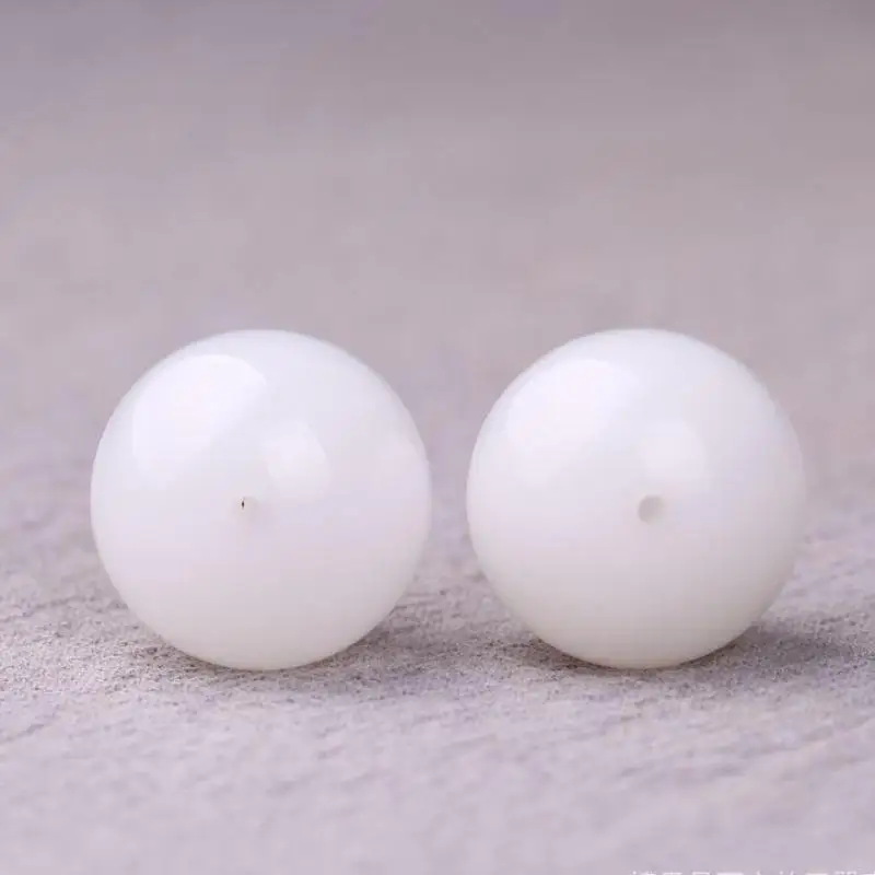 20mm Natural White Jade Round Beads For Jewelry Making Diy String Bracelet Beaded Necklace Hetian Jades Nephrite Bead Accessorie