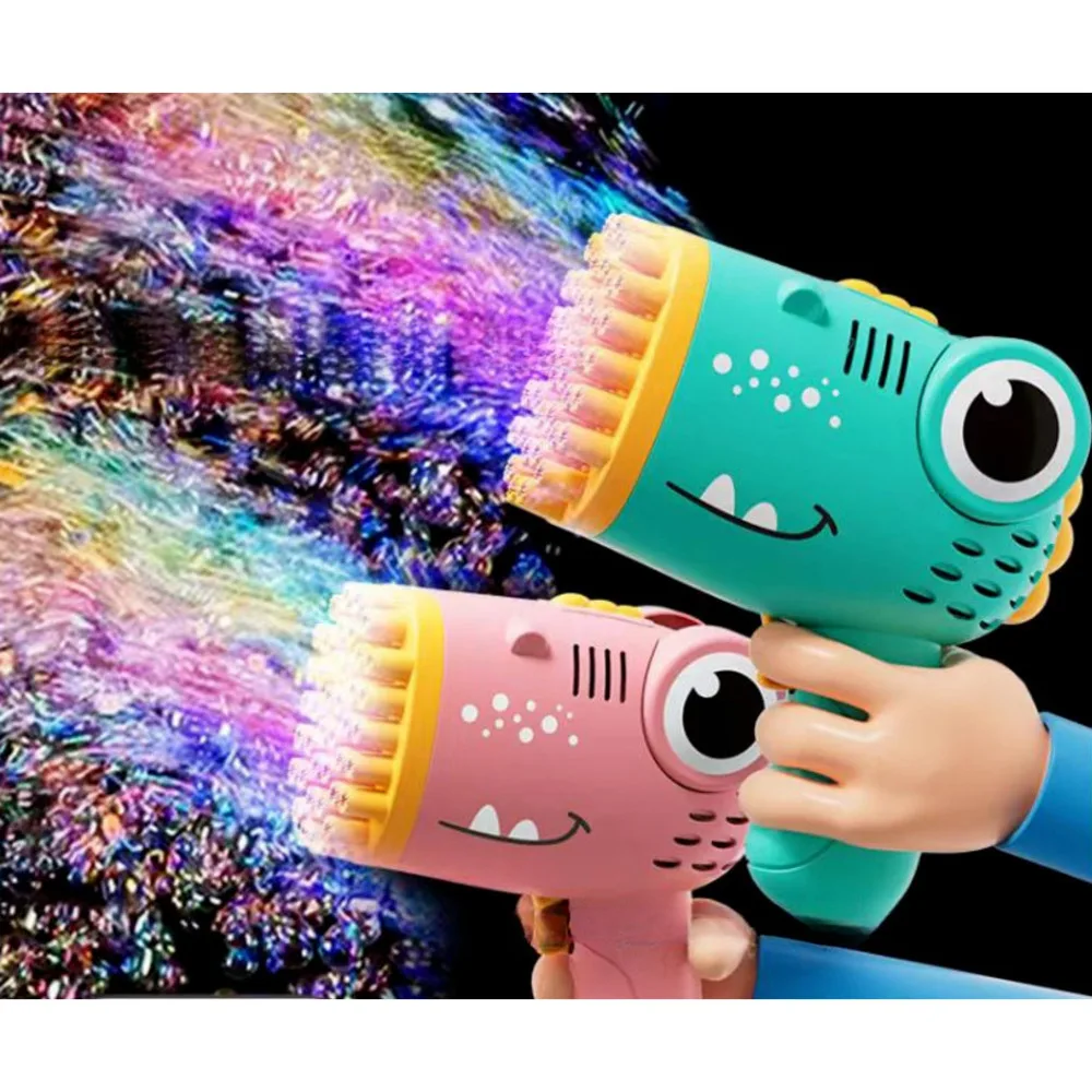 

40 Holes Dinosaur Bubble Machine Gun Automatic Leakproof Bubble Blower Toy for Kids Handheld No Spill Party Toy