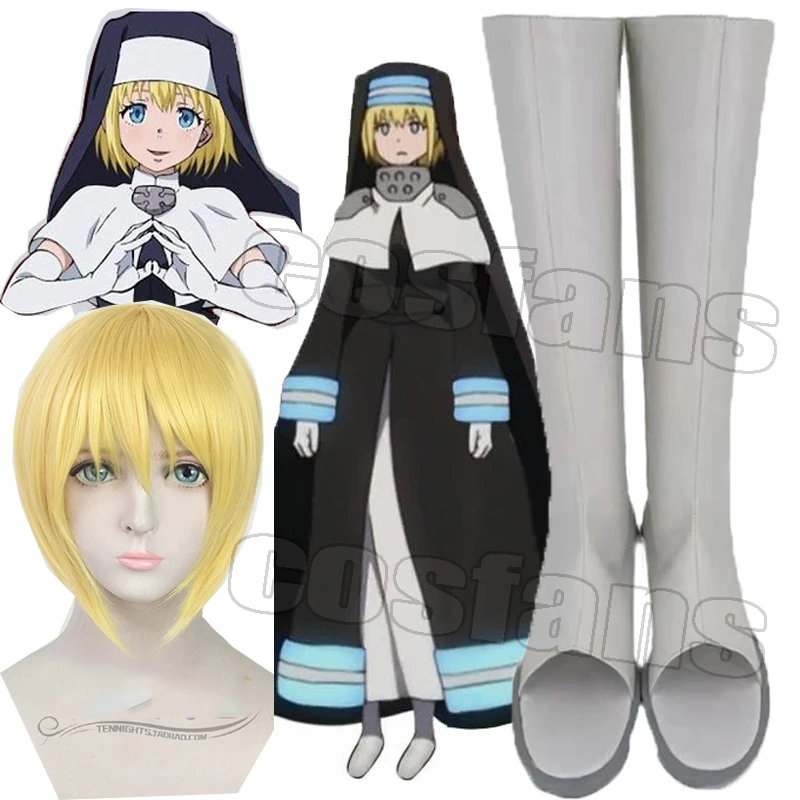 Anime Fire Force Enen no Shouboutai Cosplay Shoes Boot Yellow Wigs Gifts Costume Iris Halloween Christmas Party Wigs and shoes