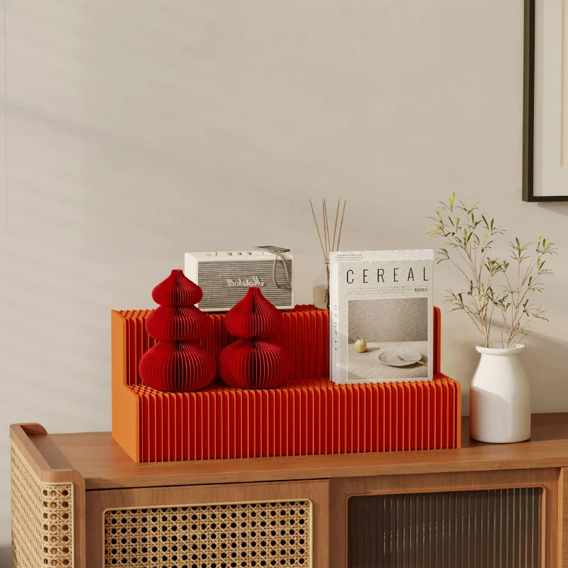 

Live product Multi-layer long strip cosmetic display stand Small mini foldable ladder desktop display stand
