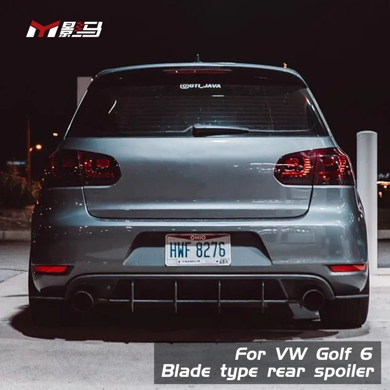 FOR 2008-2012 Volkswagen Golf 6 mk6 R20 double piece rear bumper diffuser Gloss black car spoiler rear lip kit