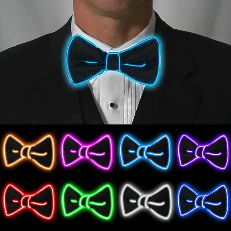 LED Light Up Mens Bow Tie Necktie Luminous Flashing For Dance Party Christmas Evening Party Decoration