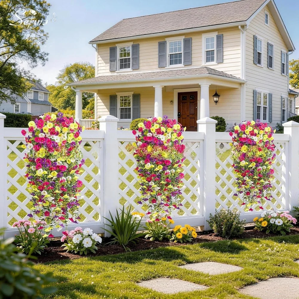Pink Eucalyptus Vine with Morning Glory Flowers Artificial 28.3in Plastic Greenery Bendable Stems for Cabinet Top