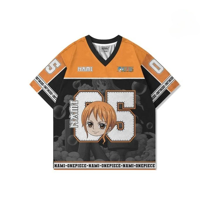 05 Jersey de una pieza NAMI Anime Y2k estilo coreano Kpop béisbol Hockey camiseta moda ropa de calle Anime diario Unisex Tops camisetas