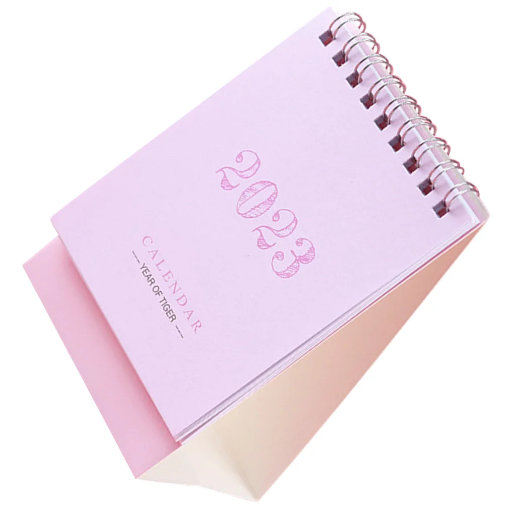 

1pc 2023 Mini Desktop Calendar Paper Student School Decorative Small Creative Office Triangular Base Standing Flipped