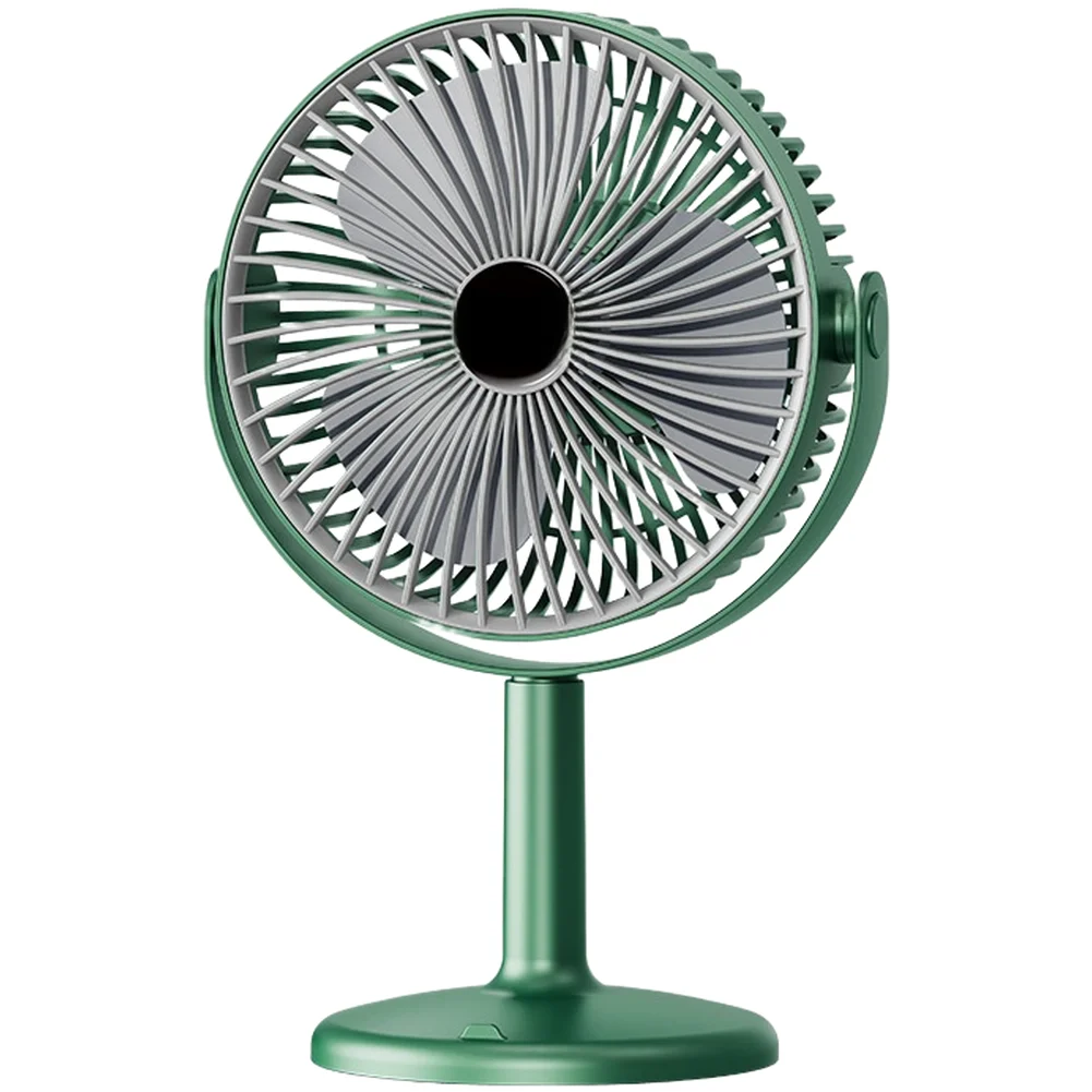 USB Desk Fan Rechargeable with LED Night Light 3 Airflow Levels 180 Degree Adjustable Direction ABS Material for Home Office