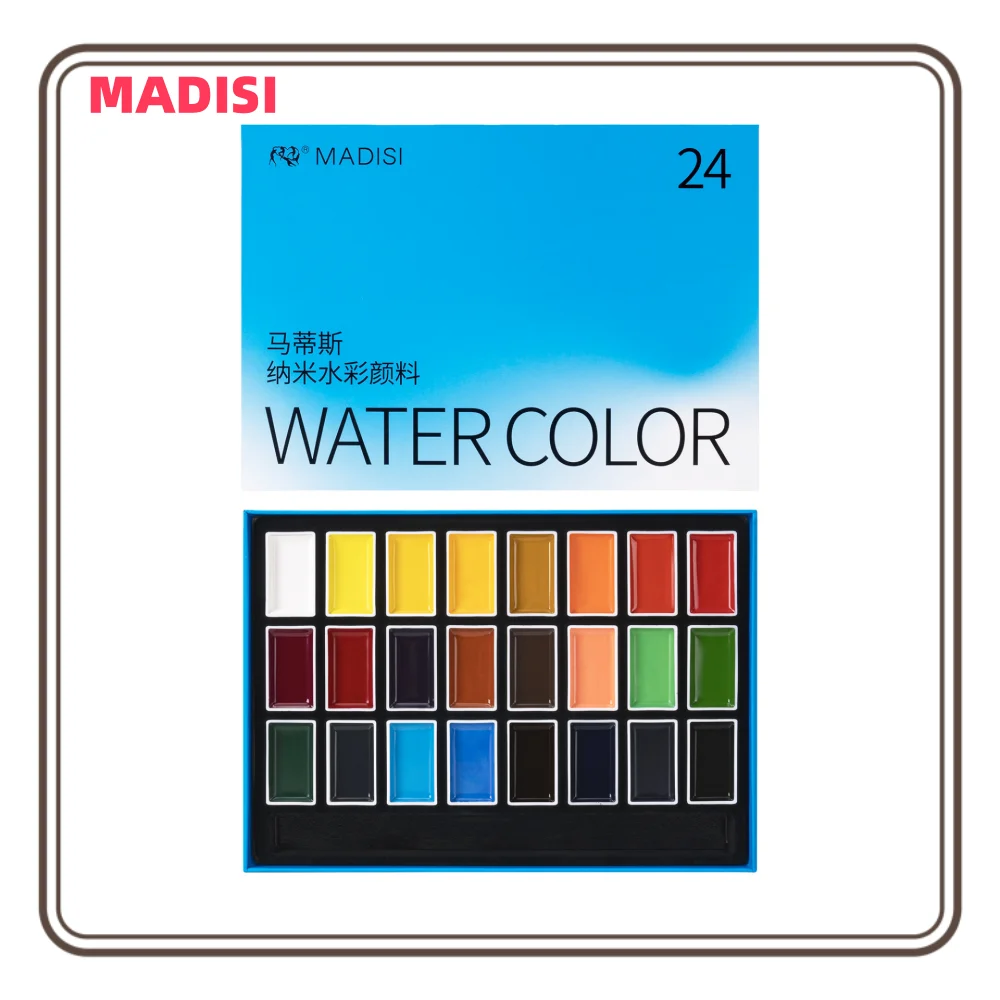 

Набор акварельных красок MADISI, полная сковорода, 24 цвета, однотонная акварель с 6 ручками-кистью для начинающих студентов и художников