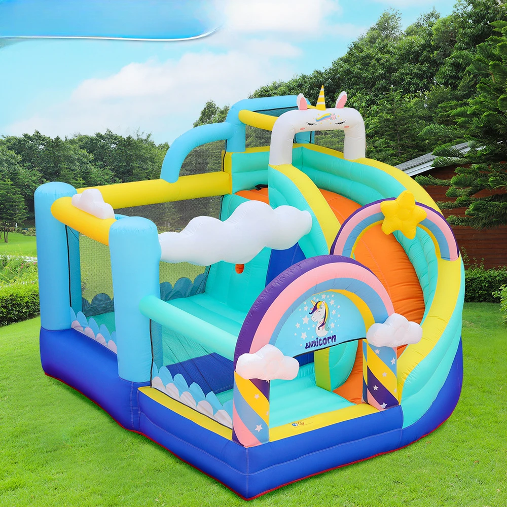 Inflatable Castle Unicorn Inflatable Slide Small Home Castle Slide Inflatable Jumping Bed Castle