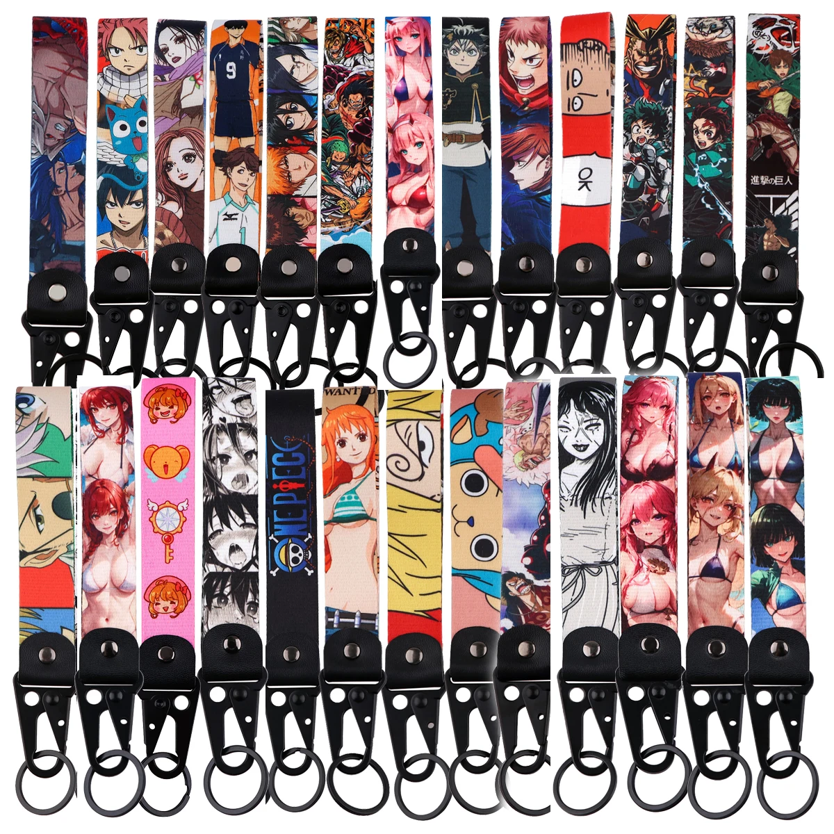 Cool Keychain Lanyards Tag Holder Wrist Strap Anime Key Holder Backpack Key Ring Accessories