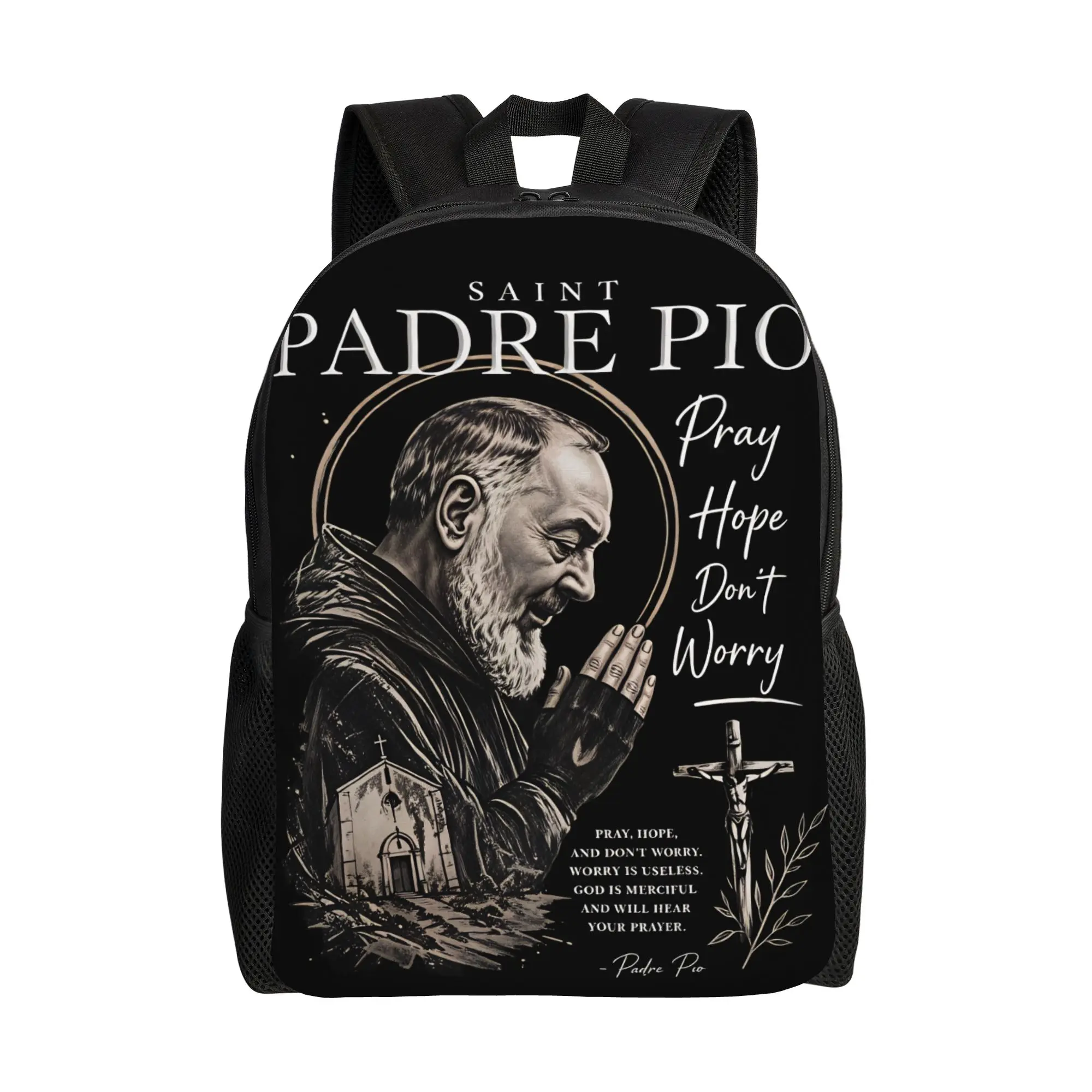 Padre Pio Of Pietrelcina Backpack Men  Soft Backpacks Polyester Cool School Bags Workout Designer Rucksack