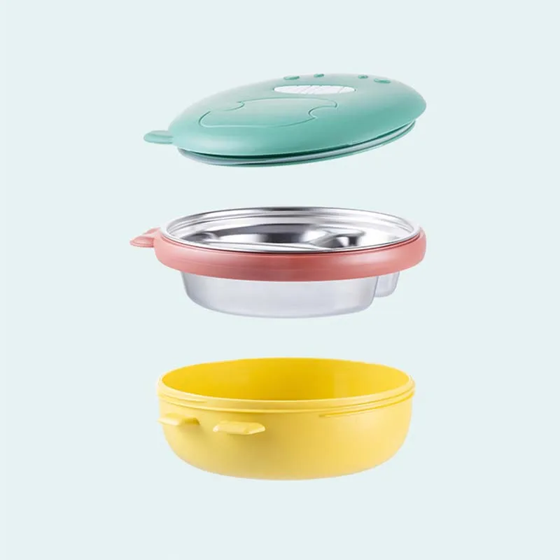 500ml stainless steel lunch box for kids dinosaur compartmentalized heated water insulation children\'s cutlery food containers