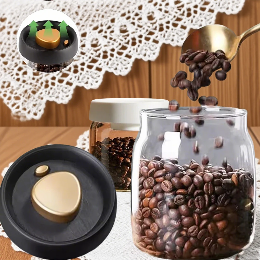 

1PC Waterproof Vacuum Sealed Jar Transparent Glass Coffee Beans Storage Tank Household Moisture-proof Container Frascos Pequeños