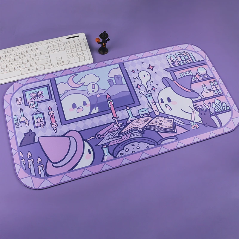 

Computer Gaming Mouse Pad Big Size 78*39cm Purple Ghost Mousepad Desk Pad Office Table Mat Anti-slip Waterproof Mats