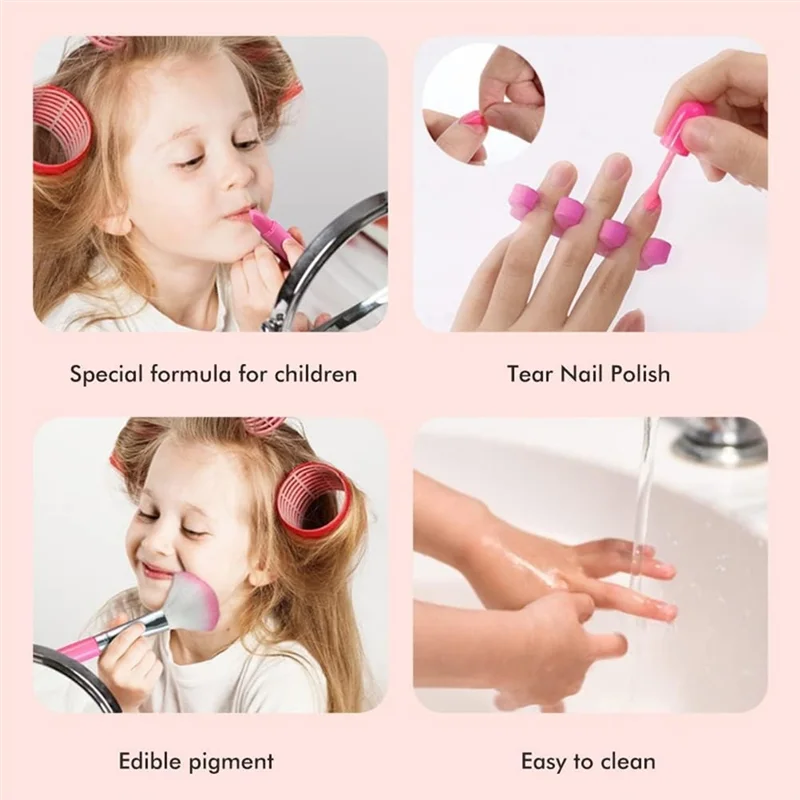 【Consumenten-Favoriet!】Kids Make-up Kit Voor Meisje Cosmetische Schoonheid Setlipstick Oogschaduw Met Draagbare Make-up Doos Make-up