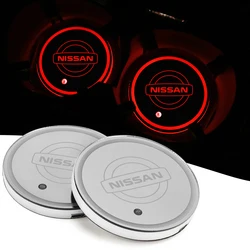 7 Color USB Charging Car Led Luminous Car Water Cup Coaster For Nissan Juke Qashqai X-Trail Leaf Patrol Altima Maxima Micra Note